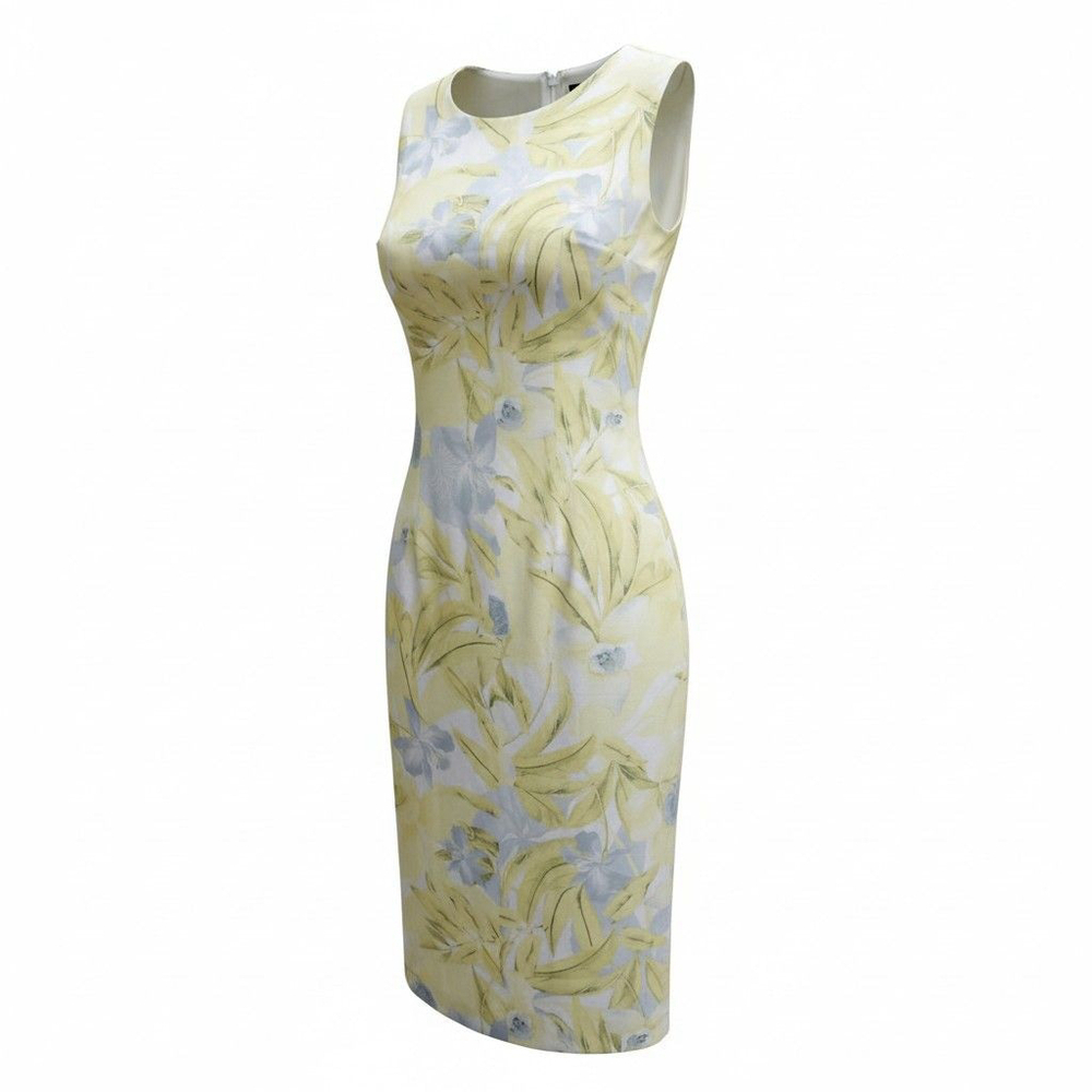 Women's LOUBEN Floral Sleeveless Sheath Dress M Yellow Blue size 6